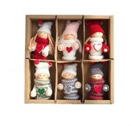 CNANRNANC Lot de 6 décorations de Noël faites à la main, mini décorations de Père Noël à accrocher sur un arbre, une guirlande, une couronne et une décoration d'intérieur (1)