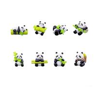 CNANRNANC Lot de 8 mini figurines panda Décoration Mini Panda Ornements Panda Décoration de gâteau Panda Poupée de jardin Aquarium Gâteau Maison