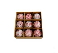 CNANRNANC Lot de 9 boules de Noël antiques en PVC de 8 cm - Décoration de vacances vintage (rouge)