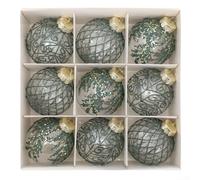 CNANRNANC Lot de 9 boules de Noël transparentes en PET avec motif peint et boucles de suspension pour décoration festive dans divers environnements intérieurs (vert)
