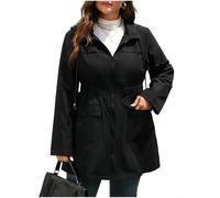 CNANRNANC Manteau pour femme Capuche Amovible Coupe-Vent Longueur Moyenne Taille Cintrée pour Hiver Quotidien pour loisirs Polyester S-XXL