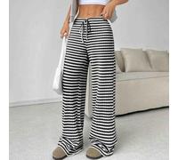 CNANRNANC Pantalon Loisir Polyester pour femme Taille Haute Élastique Pantalon(Black L)