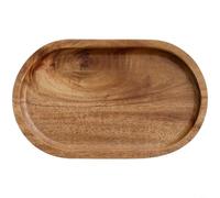 CNANRNANC Plateau de service ovale en bois d'acacia avec plusieurs compartiments, conçu pour une organisation élégante de service à goûter et à thé (20 x 12 x 1,5)