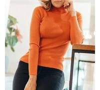 CNANRNANC Pull pour femme Col Haut pour uni Manches Longues pour Slim Fit(Orange One Size)