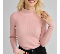 CNANRNANC Pull pour femme Col Haut pour uni Manches Longues pour Slim Fit(Pink One Size)