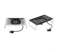 CNANRNANC Réchaud de camping portable à trois têtes en acier inoxydable avec bouclier coupe-vent et design pliable, cuisinière à gaz de table d'extérieur pour randonnée, pique-nique (argent)