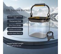 CNANRNANC Seau de pêche transparent épais avec design pliable et supports triangulaires renforcés, avec fond double couche pour éviter les fuites et maintenir les poissons vivants en toute sécurité