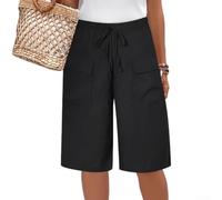 CNANRNANC Short pour Femme en Polyester 5 Pouces de Serrage Short pour | Tissu polyester léger, ajustable, coupe régulière, idéal été, couleur unie