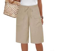 CNANRNANC Short pour Femme en Polyester 5 Pouces de Serrage Short pour | Tissu polyester léger, ajustable, coupe régulière, idéal été, couleur unie