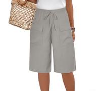 CNANRNANC Short pour Femme en Polyester 5 Pouces de Serrage Short pour | Tissu polyester léger, ajustable, coupe régulière, idéal été, couleur unie