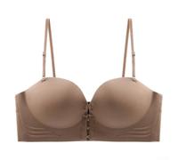 CNANRNANC Soutien-gorge Push-Up à Boutons Devant pour Petits Seins Soutien-gorge(Coffee 34/75AB)
