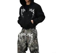 CNANRNANC Sweat à Capuche Homme Zippé Gothic pour y2k Hip Hop Mollleton Streetwear Coupe Regular Taille S-3XL