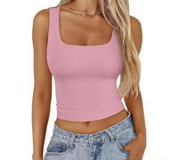 CNANRNANC Top Crop Polyester Élastique pour Été Confortable(Pink S)