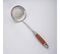 CNANRNANC Ustensiles de cuisine chinois professionnels en acier inoxydable, spatule wok en acier inoxydable 304 ou louche à soupe avec poignée en bois résistant à la chaleur (D)