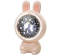 CNANRNANC Veilleuse en forme de lapin, lampe de projection USB avec boîte à musique, 3 diapositives interchangeables, vue céleste, angle réglable, portable, rechargeable, sommeil apaisant (rose)