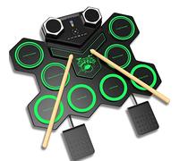 CNAPXAIA Kit de Batterie Électrique - 9 Pads Portatif E-Drum Set avec Haut-Parleur Intégré/Pédales/Baguettes, Batterie Bebe Musique Instrument pour Enfants, Fêtes, Anniversaires et Cadeaux