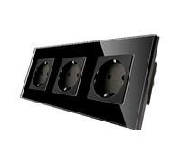 CNBINGO Douille Tripler 16 Amp avec vitre durci Noir, protection de l'enfance, matériau ignifuge, socket schuko standard