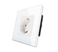 CNBINGO Douille unique 16 Amp avec vitre durci Blanc, protection de l'enfance, matériau ignifuge, socket schuko standard