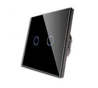 CNBINGO Interrupteur tactile, interrupteur à changement double Noir, avec un panneau de verre tactile et un LED d'état, le conducteur neutre n'est pas requis, 2 voies, AC 240 V, 800 W/voies