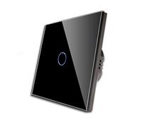 CNBINGO Interrupteur tactile, interrupteur à changement unique Noir, avec un panneau de verre tactile et un LED d'état, le conducteur neutre n'est pas requis, 1 voies, AC 240 V, 800 W/voies