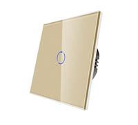 CNBINGO Interrupteur tactile simple doré, panneau en verre trempé avec rétroéclairage LED, pas de fil neutre nécessaire, 1 interrupteur 1 voie, AC 240 V 500 W