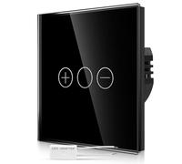 CNBINGO Interrupteur variateur tactile encastré noir - Interrupteur simple avec LED d'état et panneau en verre - Interrupteur mural à 1 compartiment pour une seule lampe