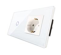 CNBINGO Nombre de avec une simple douille, un gradateur Blanc, un interrupteur de luminaire, Verre durcie avec rétro-éclairage à LED, 1 compartiment 1 pôle, AC 240V 700W, conducteur neutre requis