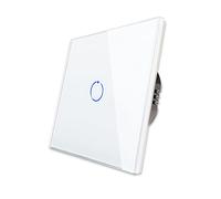 CNBINGO Single Dimmer Interrupteur pour les lumières LED, interrupteur tactile Blanc, avec un panneau de verre tactile et un LED d'état, le conducteur neutre n'est pas requis, 1 voies 1 pôle