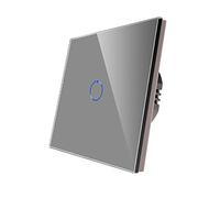 CNBINGO Single Dimmer Interrupteur pour les lumières LED, interrupteur tactile Gris, avec un panneau de verre tactile et un LED d'état, le conducteur neutre n'est pas requis, 1 voies 1 pôle