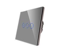 CNBINGO Single Dimmer Interrupteur pour les lumières LED, interrupteur tactile Gris, avec un panneau de verre tactile et un LED d'état, le conducteur neutre n'est pas requis, 1 voies 1 pôle