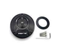 CNC Fuel Gas Tank Cap Cover Aluminum Keyless Motorcycle Accessories All Years Compatible With FZ6 FZ6R FZ1 R1 R6 R6S(Black Black R1)