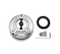 CNC Fuel Gas Tank Cap Cover Aluminum Keyless Motorcycle Accessories All Years Compatible With FZ6 FZ6R FZ1 R1 R6 R6S(Silver Black FZ6)