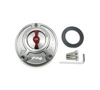 CNC Fuel Gas Tank Cap Cover Aluminum Keyless Motorcycle Accessories All Years Compatible With FZ6 FZ6R FZ1 R1 R6 R6S(Silver Red FZ6)
