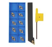 CNC Kit d'outils de tournage pour tour SDJCR1212H07 avec 10 inserts en carbure DCMT070204, pour acier, support d'inserts rotatifs en acier inoxydable