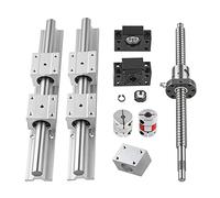 CNCMANS Guide linéaire de 20 mm et jeu de vis à billes de 16 mm, SBR20-500 mm, rail linéaire avec bloc de roulement SBR20UU + vis à billes SFU1204-500 mm avec 2 embrayages, BK10/BF10 et boîtier écrou