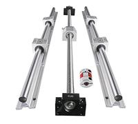 CNCMANS Guide linéaire de 20mm et jeu de vis à billes de 16 mm, SBR20-1500mm, rail linéaire avec bloc de roulement SBR20UU + vis à billes SFU1605-1500mm avec 2 embrayages, BK12/BF12 et boîtier écrou