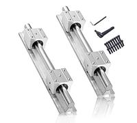 CNCMANS Guide linéaire SBR16-2 pièces - 300 mm - Support complet - Guide d'onde linéaire avec 4 roulements linéaires SBR16UU - Bloc coulissant pour imprimante 3D - Moteur pas à pas
