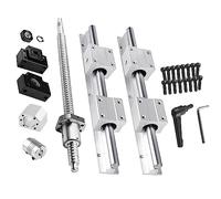 CNCMANS Guide linéaire SBR20 Rail linéaire 600mm Arbre de rail coulissant avec 4 blocs de roulement SBR20UU + vis à billes SFU1605 600mm avec BK12/BF12, boîtier écrou DSG16H et kit d'embrayage