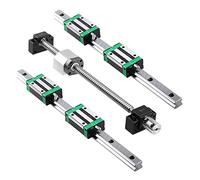 CNCMANS Kit de guidage linéaire comprenant 2 rails linéaires HGR20 500 mm avec 4 blocs coulissants + 1 vis à billes SFU1605 500 mm avec écrou sphérique, support final, embrayage, boîtier d'écrou