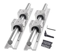 CNCMANS Kit de guidage linéaire et de blocs de roulement, 2 pièces SBR20-1000 mm, rails linéaires et 4 blocs de roulement linéaire SBR20UU + levier de serrage Grif M6 x 12 mm pour imprimante 3D