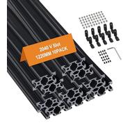 CNCMANS - Lot de 10 profilés aluminium 1220 mm 2040 - Extrusions - 20 x 40 type V - Norme européenne - 2040 type V - Connecteur en L - Écrou en T - Pour imprimante 3D - Machines CNC - Cadre DIY