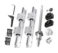 CNCMANS Vis à billes SFU1204-550 mm BK10 BF10 - Lot de 2 rails linéaires SBR12-500 mm avec 4 blocs coulissants SBR12UU - Rail de guidage horizontal pour machines d'automatisation