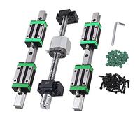 CNCYEAH Kit de guidage linéaire HGR20-300 mm avec bloc coulissant + SFU1605-350 mm Rail linéaire avec écrou sphérique, BF/BK12, DSG16H, embrayage + accessoires