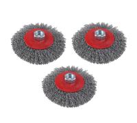 CNCYEAH Lot de 3 brosses coniques ondulées M14 115 mm - Brosse métallique pour meuleuse d'angle - Brosse métallique pour polissage, décalage et ébavurage