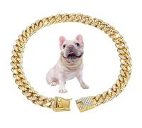 Cndiyald Chien cubain Lien Collier cubain Lien Collier de Chien 17.7 '' chaîne de Liaison cubaine pour Chiens Chaîne en Or Diamant en Alliage pour Chiens Cols Bling Bijoux de Chien pour Chats