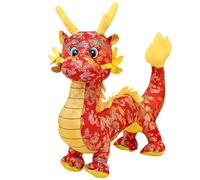 Cndiyald Dragon Chinois Peluche 8,3 Pouces Traditionnelles brodées PP Coton Dragon en Peluche avec Corde Suspendue Mignon décoration de Nouvel an Chinois Festive Rouge, Dragon en Peluche