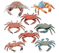 Cndiyald Figurines de Crabe en PVC, 8 pièces, Jouets réalistes d'animaux Marins pour Enfants, Jeu éducatif