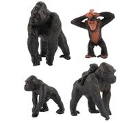 Cndiyald Gorilla Figurine 4PCS 4 Style réaliste PVC Gorilla Statue Educational & Decorative Animal Figurines pour la Maison, l'école, la Statue