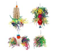 Cndiyald Jouets pour Oiseaux, 4 pièces, Cage en Papier Suspendue, déchiquetage, Accessoires pour perruches, Conure, calopsitte