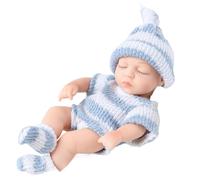 Cndiyald Mini poupées en Silicone de 7 Pouces, poupée réaliste pour Nouveau-né avec vêtements, poupée Douce et complète pour Enfants, Bleu